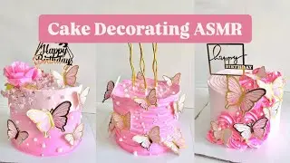 Satisfying ASMR cake decorating | No Talking | ASMR | Butterfly Cake Design
