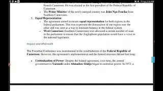 THE FOUMBAN CONSTITUTIONAL CONFERENCE