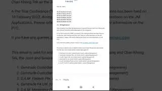 Samtrade official latest email announcement from iJM on pre-trial conference