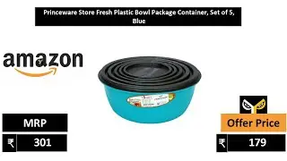 Princeware Store Fresh Plastic Bowl Package Container, Set of 5, Blue