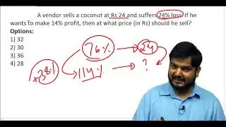 Q86. A vendor sells a coconut at Rs 24 and suffers 24% loss. If he ...?(#SSCCGL Maths Questions)