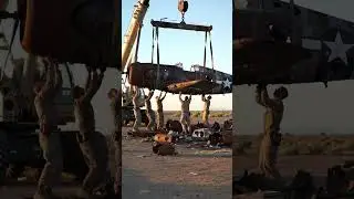 Drone Captures Solemn Recovery of Burned WWII Aircraft #shorts