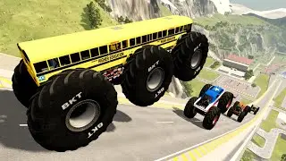 BMNG Random Car - Epic High Speed Monster Truck Jumps and Crashes #056  - BeamNG Drive