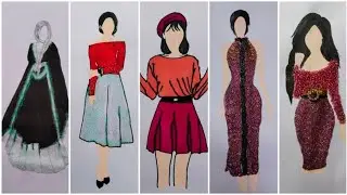 6 Stylish Girl Glitterl Dresses 👗|| Girl Beautiful Satisfying  Drawing shorts