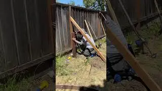 Fixing a rotten fence post.