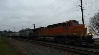 (Northbound) BNSF Grain/ Feed Empty passes through Ruston Way.