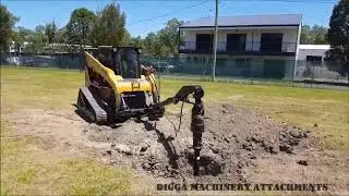 Digga Auger 900mm wide, 3500mm deep on a Skid steer loader