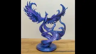 🔴 Live 3D Printing: Phoenix Statue in Silk Blue-Purple ✨🔥