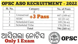 OPSC ASO RECRUITMENT 2022 | OPSC ASO 796 POST NOTICE | ASO RECRUITMENT 2022 NOTICE