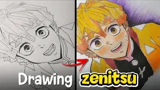 How to draw Zenitsu step by step 🔥| Anime Drawing Tutorial