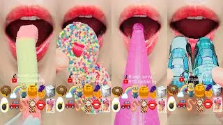 ASMR COLOURFUL EMOJI FOOD  kohakuto sprinkle honey jelly chocolate popping candy jelly ice mukbang