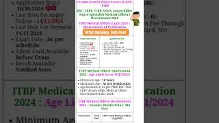 ITBP Medical Officer Recruitment 2024 #itbp #itbpconstable #itbpdrivervacancy #sscgd #sscgdconstable