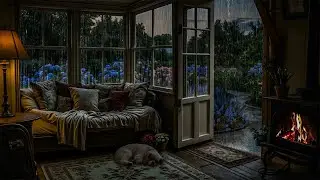 Fireplace & Rain Sounds for Deep Sleep🔥No-Ads - SPRING Ambience for a Calm, Stress-Free Night 🌧️