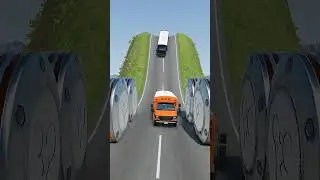 Colourful School Bus vs Bollard Crush - BeamNG Drive