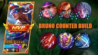 BRUNO COUNTER BUILD AGAINST META HEROES | BRUNO BEST BUILD AND EMBLEM - MLBB