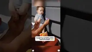 You've been spotted.🤪#child #food #hungry #reaction #cute #cutebaby