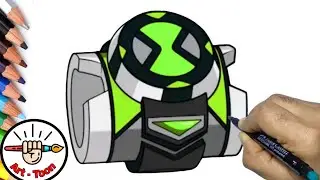 how to draw New Omnitrix from Ben 10 season 4 step by step