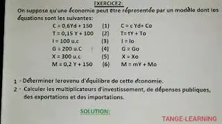 Comment calculer le revenu et le Multiplicateur (Exercice2). Macroéconomie 'consommation'