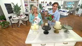 Glass Hurricane with Metal Footed Base by Valerie on QVC