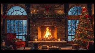 Cozy Christmas Fireplace 🎄🔥 Relaxing Piano with Crackling Fire & Cat