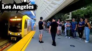Walking Tour of Los Angeles Metro Regional Connector Train Station at Grand Ave Arts / Bunker Hill