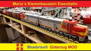 Bluebrixx® US Güterzug MOD ohne Puffer !!! / Mario´s Klemmbaustein Eisenbahn