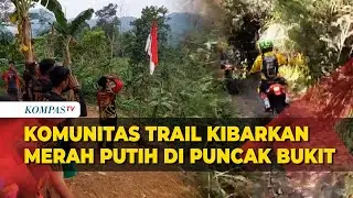 Aksi Komunitas Trail Bawa Bendara Merah Putih ke Puncak Bukit Cigudeg