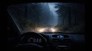 Rainstorm from Inside a Car | Rain on Windshield & Distant Thunder