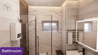 Designed with luxury in mind, this modern bath space combines marble textures, ambient lighting