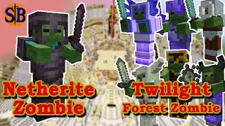 Full NETHERITE Zombie VS Twilight Forest Mod Armored Zombie | Minecraft Armor Battle