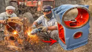 Unbelievable Tractor Engine Block Restoration | Master-Level Welding & Grinding