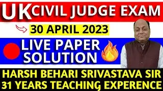 UK Civil Judge Pre Exam 2023 | Live Paper Solution | UK Judiciary | Pariksha Refresher