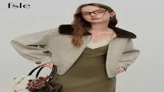 A must-have product! FSLE Roma-style Wool-Blend Jacket with Fake Fur Collar  Vintage Pleated Short