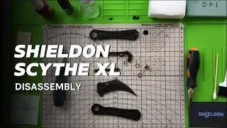 Shieldon Knives tour - Scythe XL all black Titanium handle disassembly simple structure Pikal DLC