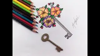 How to draw a realistic key /creative idea of key drawing / step by step / for beginners / for kid