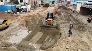 Best New Action Dozer !! D41P Komatsu Bulldozer Repair The Road In Village