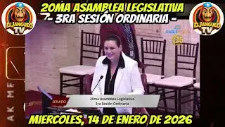 20ma Asamblea Legislativa - 3ra Sesi&oacute;n Ordinaria - jueves, 15 de enero de 2026