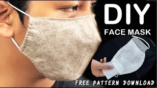 DIY face mask cover nose to chin & pocket for filter | Free pattern download