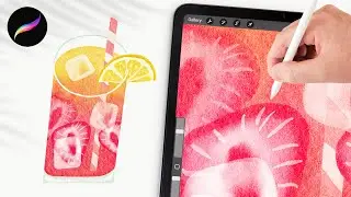 strawberry lemonade tutorial for procreate 🍓 watercolor for procreate tips and tricks for beginners