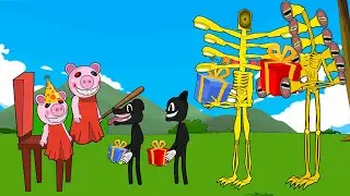 Siren Head Gold, Light Head Gold Attend Piggy Birthday - Roblox Piggy Animation - GV Studio
