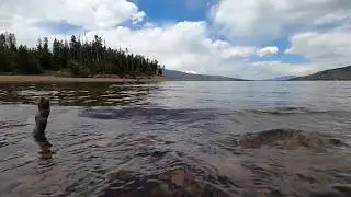Calming Lake Water Lapping on Mountain Shoreline