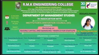 Workshop on Raising Capital & Managing Finance for Startups | RMK Engineering College | 2025