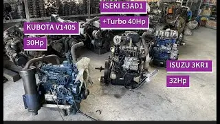 Các loại động cơ 30mã lực : Kubota V1405 , ISEKI E3AD1 , ISUZU 3KR1