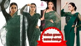 new indian saree design 2023|Plain green saree designing ideas