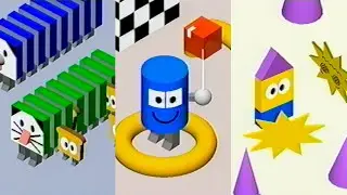 Three computer generated worlds depicting everyday life
