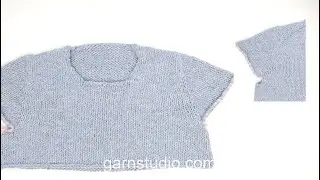 European  yoke-Short overview. The neck is finished after the stitches for the sleeves are picked up
