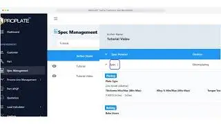 Different Features Available on The Spec Management Screen in PROPLATE&trade;