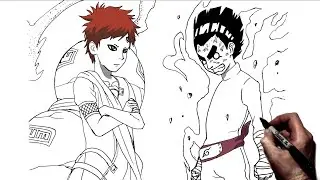How To Draw Gaara vs Rock Lee | Step By Step | Naruto