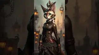Steampunk Cat: A Majestic Journey into the World of Feline Fashion! #aianimation #cat #kittyantics