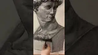 Charcoal drawing on paper Michelangelo David